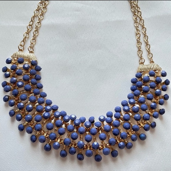 Egyptian Revival Bib Collar Necklace Opaque Bluish/Purple Stone Pin Cushion - Picture 13 of 16